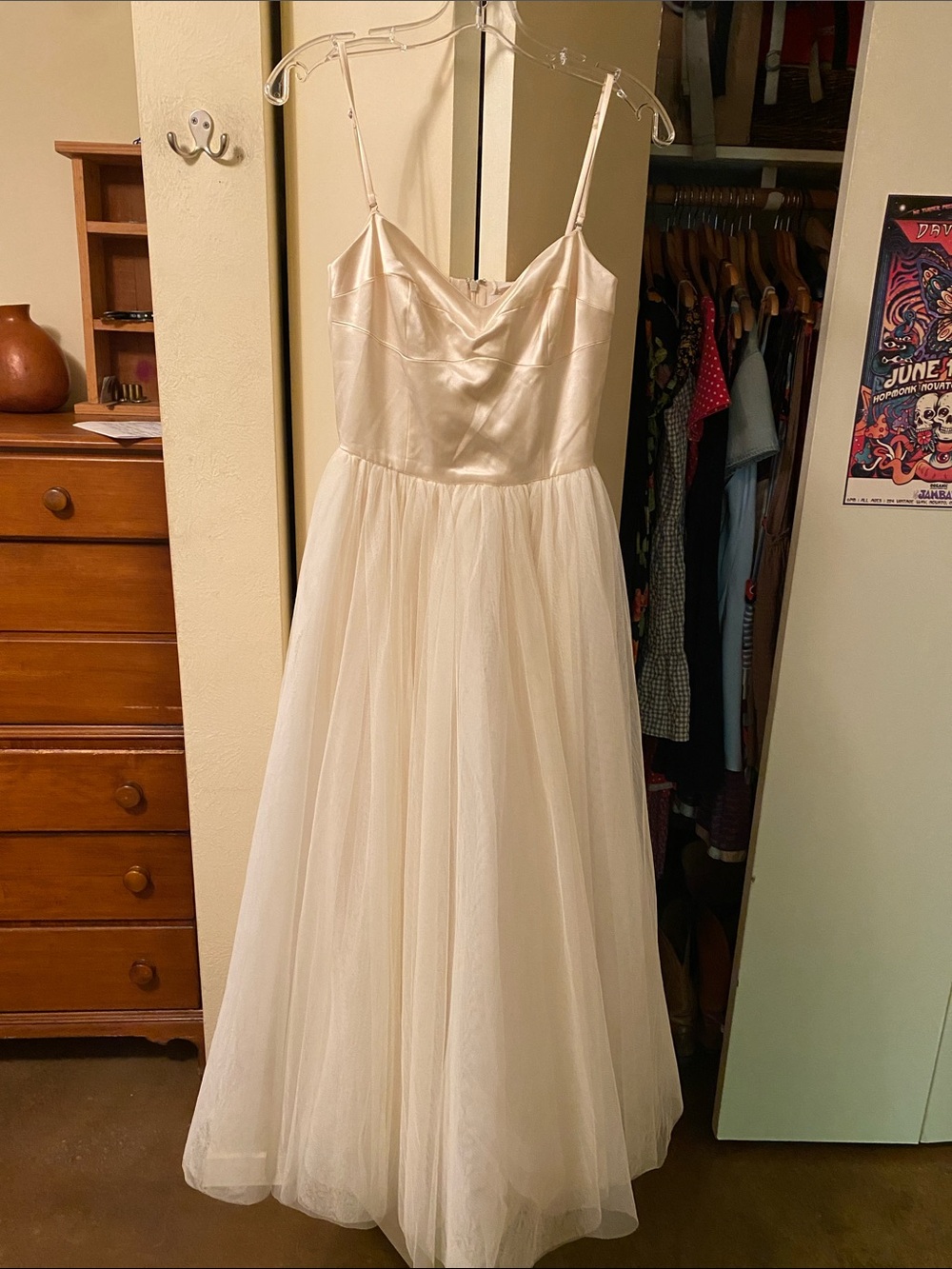 Reformation wedding ALOUETTE DRESS FIOR DI Strapless Tea-Length Tulle Dress 2